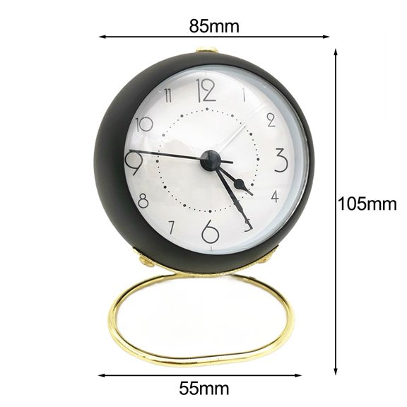 Luolandi Silent Quartz Cabochon Alarm Clock with Metal Base - Stylish Home Decor black 1