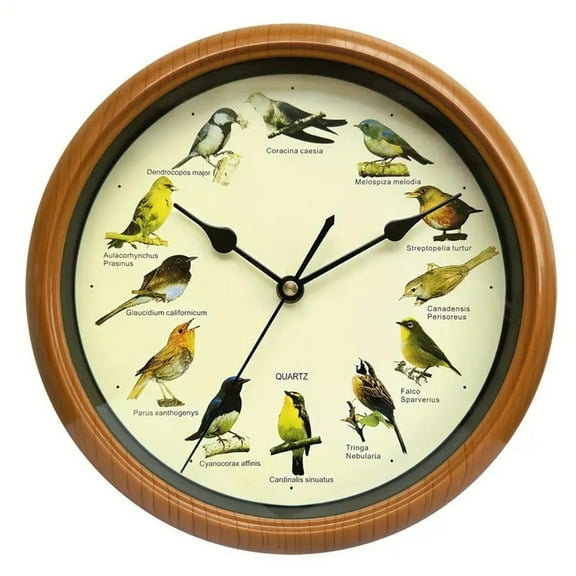 Luolandi Singing Bird Wall Clock 13 Inch Of The Bird Names And Songs Bird Christmas Music Copper 13 inches