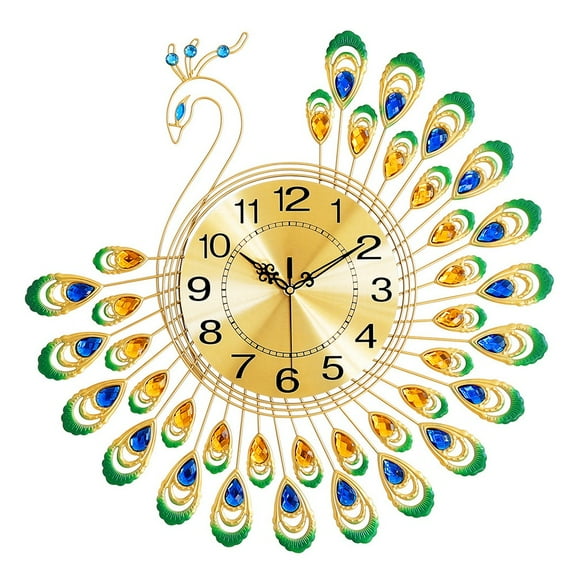 Luolandi Substantial Texture Living Room Decor Exquisite Craftsmanship Peacock Wall Clock Exquisite Craftsmanship Features