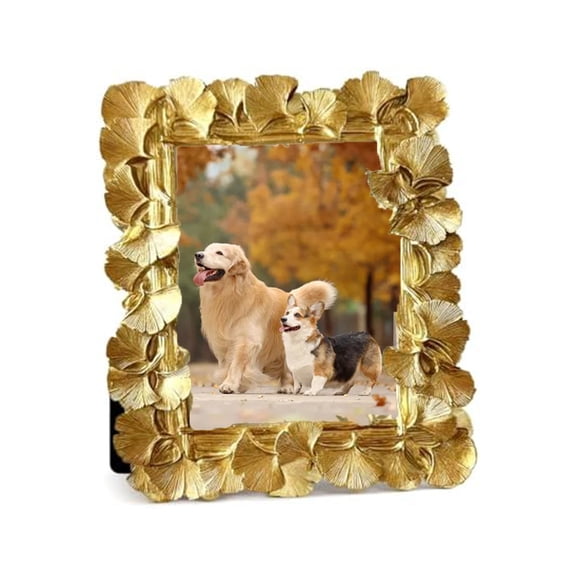 Luolandi Vintage Ginkgo Biloba 4x6 Photo Frame: Elegant Home Decor & Perfect present 6 inches Antique gold