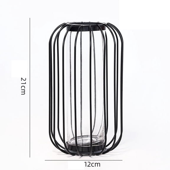 Luolandi Wrought iron glass lantern vase transparent flower arrangement #4