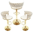 thumbnail image 1 of Luonavei Modern Gold Velvet Bar Stools - Set of 3 Counter Height Barstools with Swivel, Adjustable Height, and Backs. Stylish Metal Tall Kitchen Bar Chairs for Home, Bar, Island (Beige, 3pcs), 1 of 5