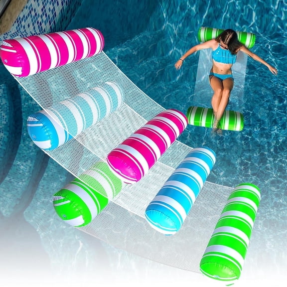3 Pack Inflatable Pool Floats Adult Size Water Hammock,Pool Floaties Toys 4-in-1 Multi-Purpose Floats for Swimming Pool,Pool Rafts Lounge Chairs Floating,for Adults Vacation Fun and Rest
