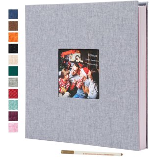 Vienrose Linen Photo Album 300 Pockets for 4x6 Photos Fabric Cover Photo Books Slip-In Picture Albums Wedding Family Valentines, Orange