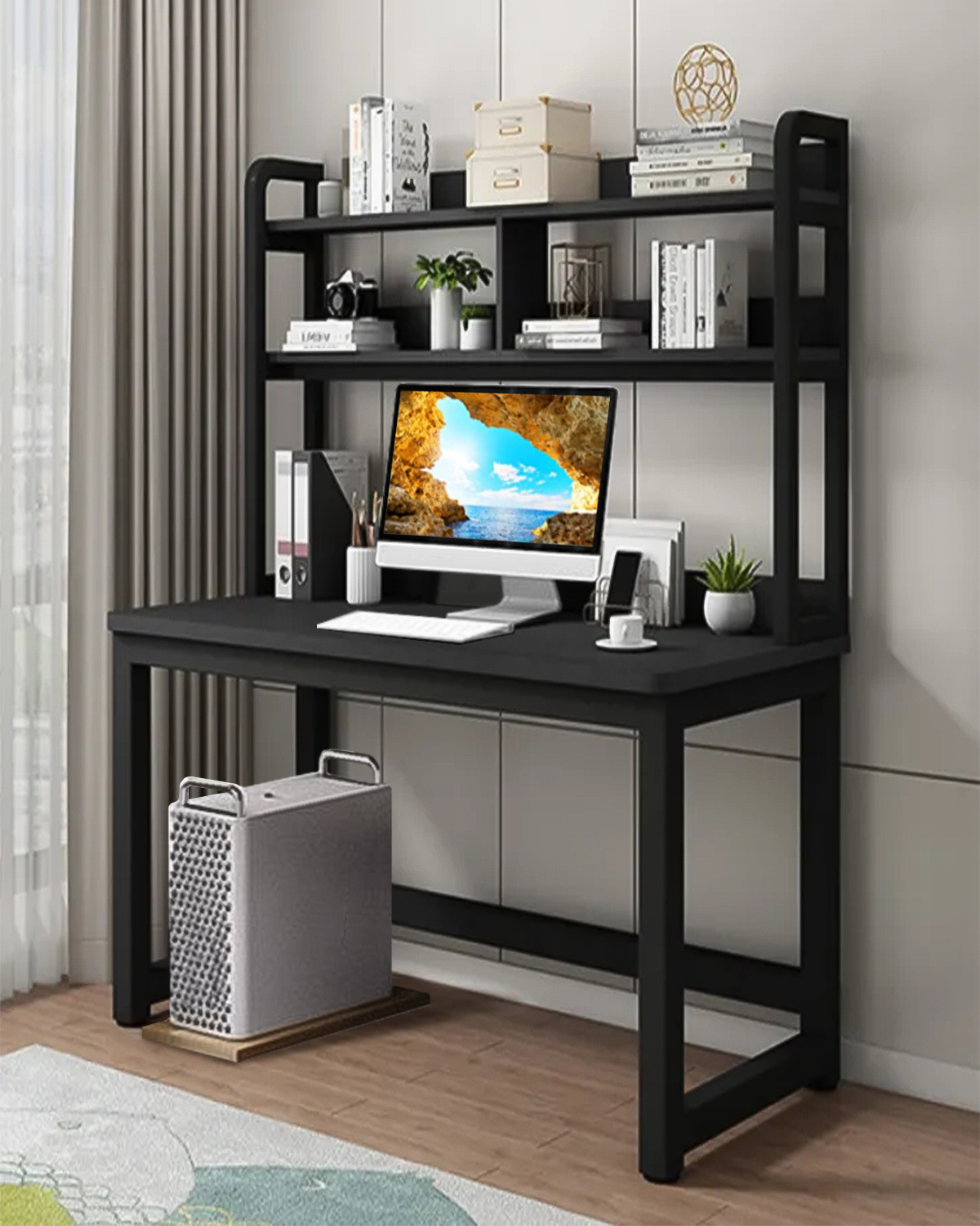TribeSigns Computer Desk with Hutch and Bookshelf, 47 Inches Home