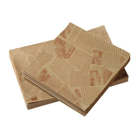 Luoshdecor 100 Pcs Deli Wax Paper,Old Newspaper Style Water and Grease Proof Sandwich Wrapping Papers for Kitchen, Picnic, Barbecue 7x7 in
