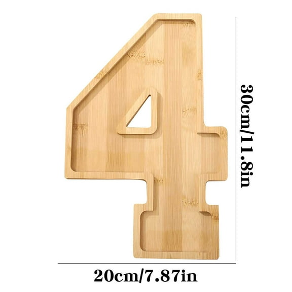 Luoshdecor 11.8"Wooden Number Charcuterie Fillable Board Box,Reusable Number Shaped Food Tray for DIY Craft Vegetable Candy Cake Party Decor Serving Plates (4)