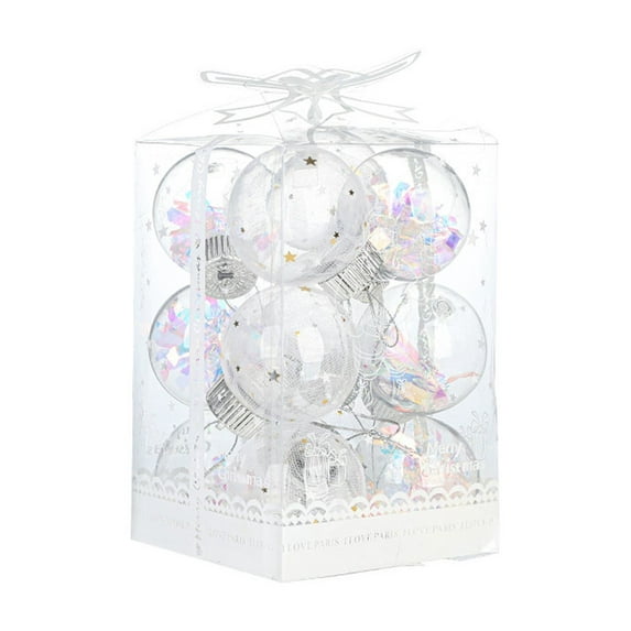 Luoshdecor 12 PCS Christmas Ball Ornaments,6cm/2.37" Glitter Clear Shatterproof Christmas Balls,for Small Xmas Tree Decor Home Indoor Decor