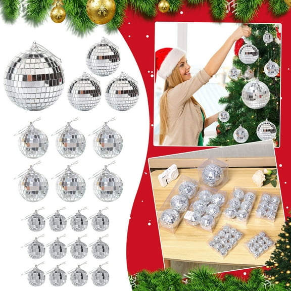 Luoshdecor 12 Pcs Christmas Silver Disco Ball for Party Decoration,Reflects Light Fun Mirror Ball for Party Home Bands Decorations 0.8 in