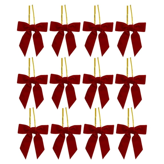 Luoshdecor 12Pcs Christmas Velvet Bows for Tree,Vintage Ribbon Bows Ornaments for Garland Wreath Gift Wrapping Holiday Decor 3.15 in