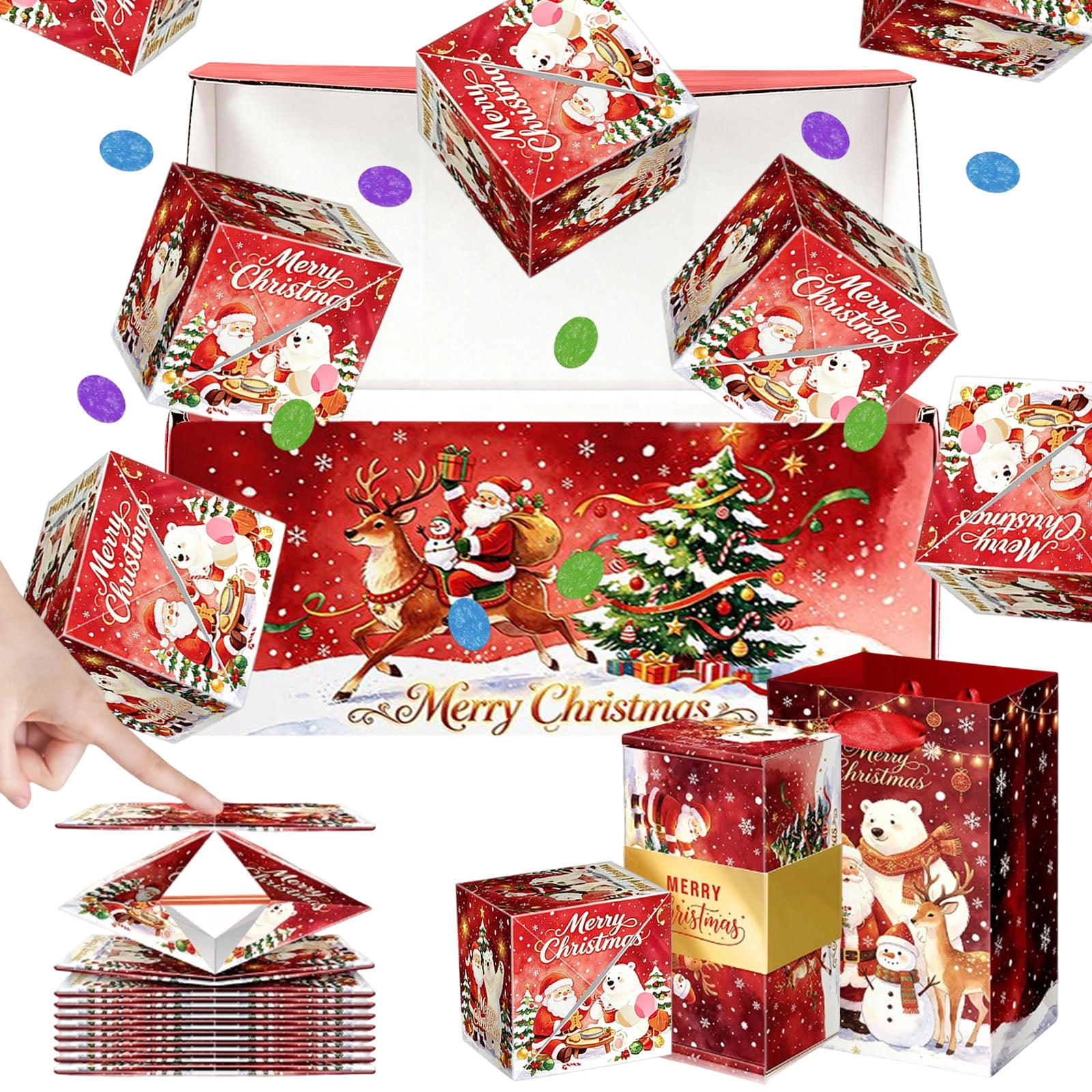 Explosion Backpack Luoshdecor 16 PCS Christmas Explosion Jumping Boxes,Bouncing Red Box ...