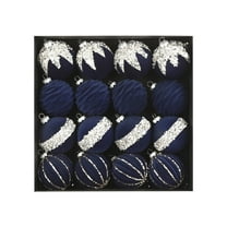 Luoshdecor 16 Pcs Velvet Christmas Tree Ornaments Balls,2.4 in Flocked Christmas Tree Decorations with Glitter Sequins,for Holiday Birthday Wedding Xmas Party Decor