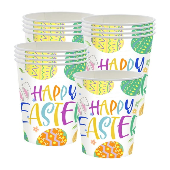 Luoshdecor 20-Pack Disposable Easter Cups, Paper Drinking Cups for Beverages, Party & Everyday Use