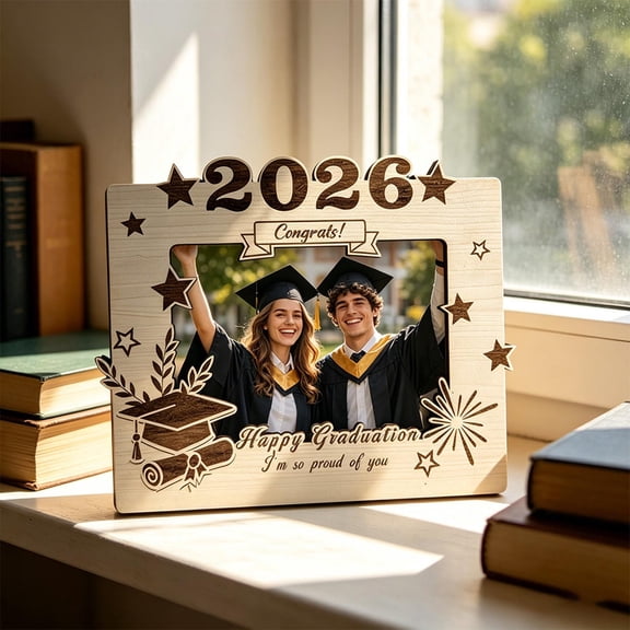 Luoshdecor 2026 Graduate Picture Frame 5.3"x6.9",Vintage Graduation Wooden Frame with Tassel Charm for High School College Gift, for Desktop Display