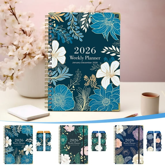 Luoshdecor 2026 Weekly and Monthly Planner Calendar, Jan 2026 - Dec 2026,8.5x6.2 in,Colorful Flower Planner,Durable Twin Wire Binding ,Decor Tabs