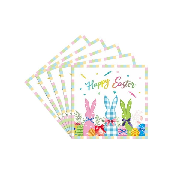 Luoshdecor 20Pcs Colorful Bunny Easter Plate, Disposable Bunny & Egg Themed Plates for Easter Party Supplies
