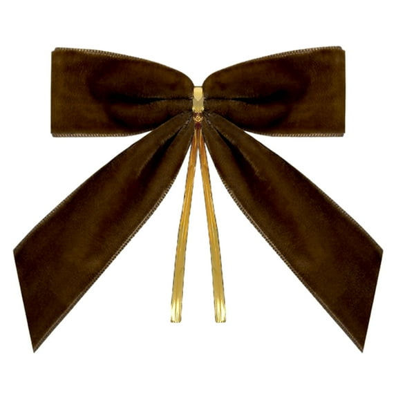 Luoshdecor 24Pcs Christmas Velvet Bows,3.5 in Vintage Gold Twist Tie Bows,for Garland Wreath Gift Wrapping Party DIY Decorations
