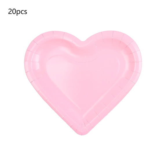 Luoshdecor 24Pcs Heart Plates,Valentines Disposable Paper Plates Birthday Party Decorations Wedding Table Decor Party Supplies