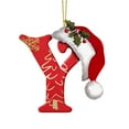 thumbnail image 1 of Luoshdecor 26 Letter Ornaments Christmas Tree Hanging,Cute Xmas Hat Christmas Letter with Gold snowflakes Tree Hanging Decor Xmas Alphabet for DIY Craft Ornaments (Y), 1 of 6