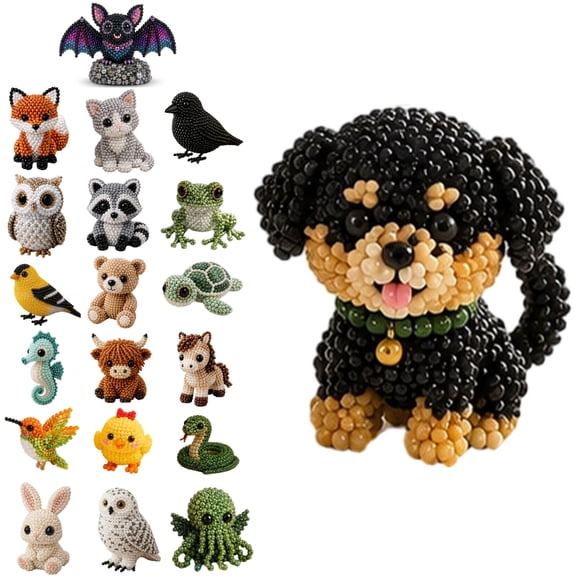 Luoshdecor 3D Animal Beaded DIY Kit,Cute Crows Craft Kit with Instructions,Handmade Beaded Set for Desk Home Office Decor Gift