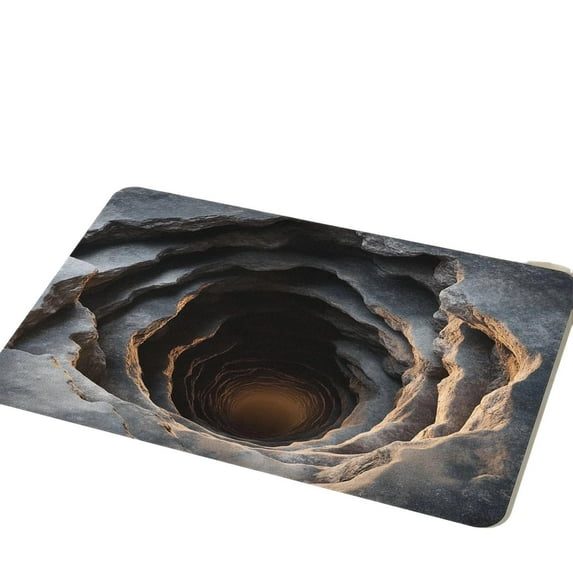 Luoshdecor 3D Rugs Optical Illusion,Bluestone Deep Hole Floor Mat, for Bedroom, Living Room, Porch, Terrace