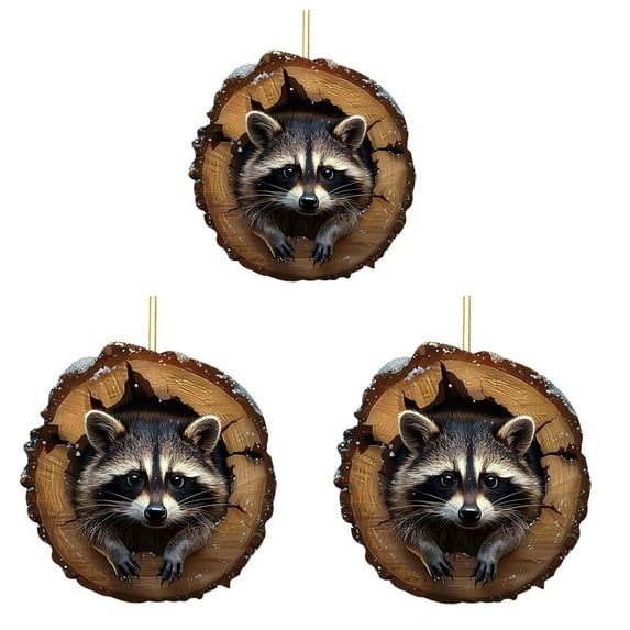 Luoshdecor 3Pcs Christmas Tree Animal Ornaments,2025 Forest Squirrel Animals Little Animals Acrylic Hanging Decoration for Christmas Holiday Party