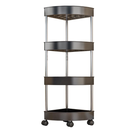 Luoshdecor 4 Tiers Bathroom Corner Storage Shelf with Wheel,Detachable Design Rolling Wheels Cart for Bathroom Kitchen
