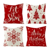 Luoshdecor 4Pcs Christmas Theme Pillow Cover, 18x18 in Winter Decorative Merry Christmas Home Throw Pillow Covers,Xmas Gift for Sofa, Bed,Decor