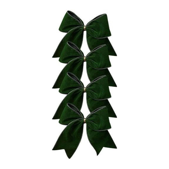 Luoshdecor 4Pcs Christmas Tree Bow ,5.9 in Flocked Ribbon Bow for Xmas Tree Decor, Fireplace, Staircase, Holiday Party & Wedding Decorations