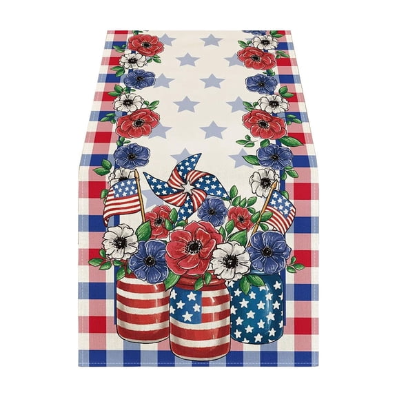 Luoshdecor 4th Of July Decorative Tablecloth And Table Runner Independence Day Patriotic Table Linen Set Dining Table Home Decoration,13x72 in