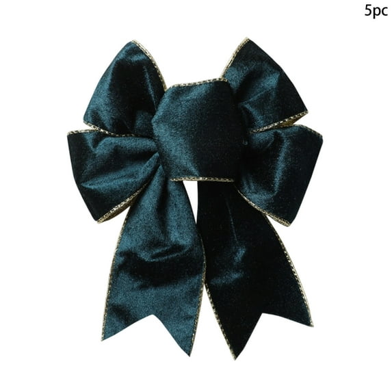 Luoshdecor 5Pcs Christmas Wreath Bows, Velvet Bow for Wreath Golden Edged Vintage Xmas Crafts Bow Ornament for Christmas Decorations
