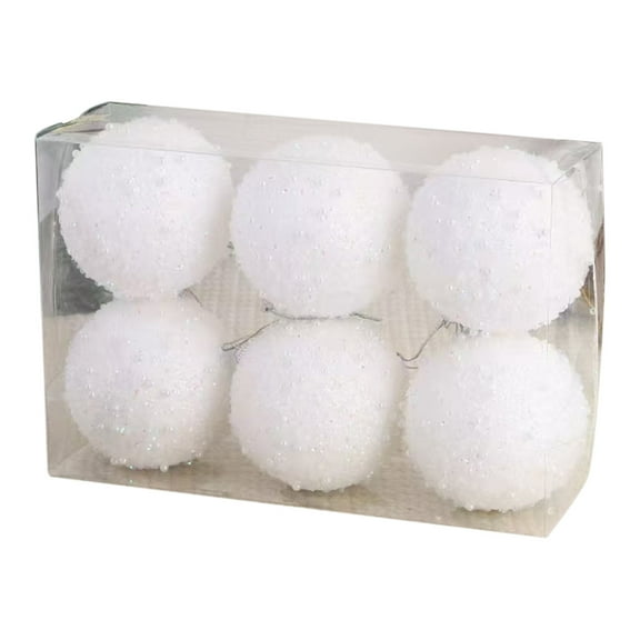 Luoshdecor 6 Pcs Christmas Ball Ornaments Set, Foam Christmas Tree Ornaments Glitter Pearl & Sequin Ball,Shatterproof Hanging Ball for Tree Home Wedding Holiday Party Supplies 3.14 in