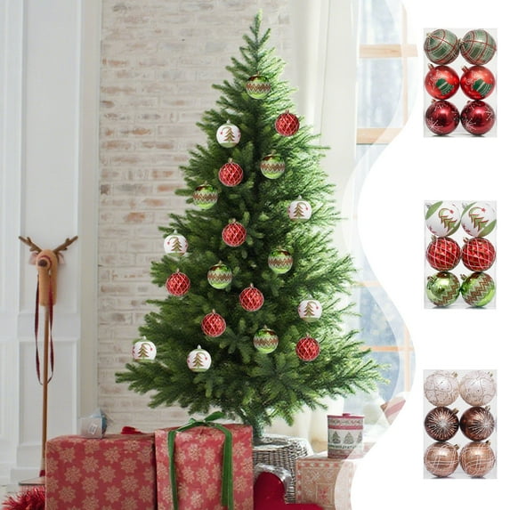 Luoshdecor 6Pcs Christmas Ball Ornaments 2025, Shatterproof Glitter Balls Hanging Ornaments for Holiday Party Decoration 3.15 in