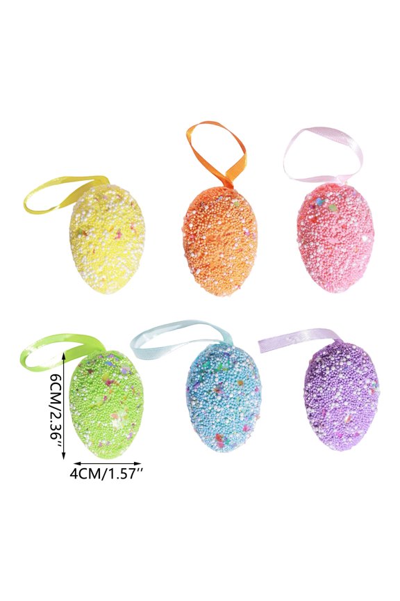 6Pcs Easter Egg Ornaments - Foam Hanging Egg Decor for Spring Trees, Wreaths & Garland