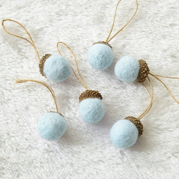 Luoshdecor 6Pcs Felt Acorn Ball Ornaments,Farmhouse Felt Acorn Pom Balls Plush for DIY Crafts Thanksgiving Christmas Tree Hanging Decor