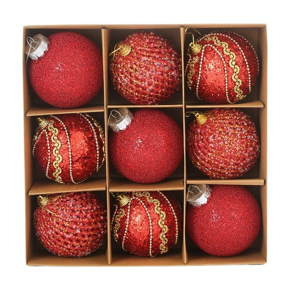 Luoshdecor 9Pcs Velvet Christmas Tree Ornaments Balls,3.15 in Vintage Glitter Mesh Hanging Ornaments for Christmas Trees, Parties, Wedding Home Decor