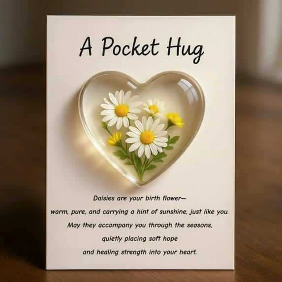 Luoshdecor A Hug Pocket Heart Greeting Card,Floral Pocket Hug Cards Inspirational Gifts for Holiday Christmas Birthday Gift