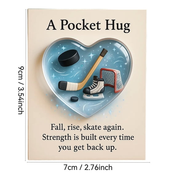 Luoshdecor A Pocket Hug Ice Hockey Gift Card,Heart-Shaped Sport Inspirational Card,Gifts for Friends Family Women Men
