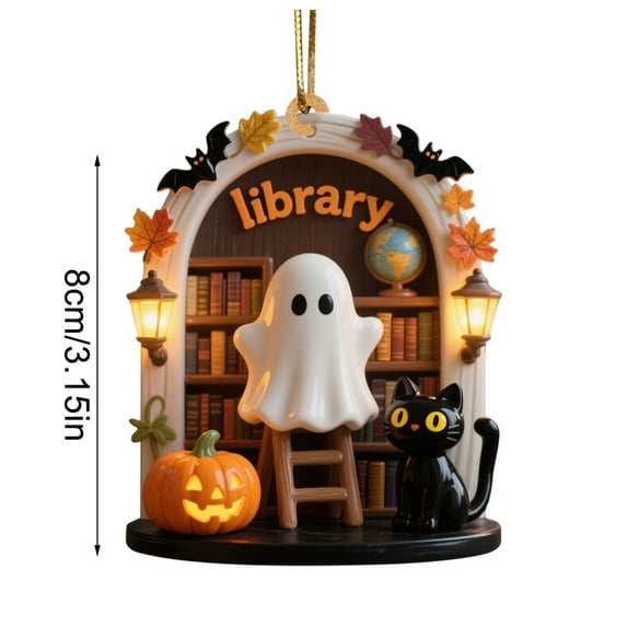 Luoshdecor Acrylic Ghost Hanging,Cute Ghost Black Cat and Pumpkin Hanging Decor for Window,Door Halloween Paty 3 in