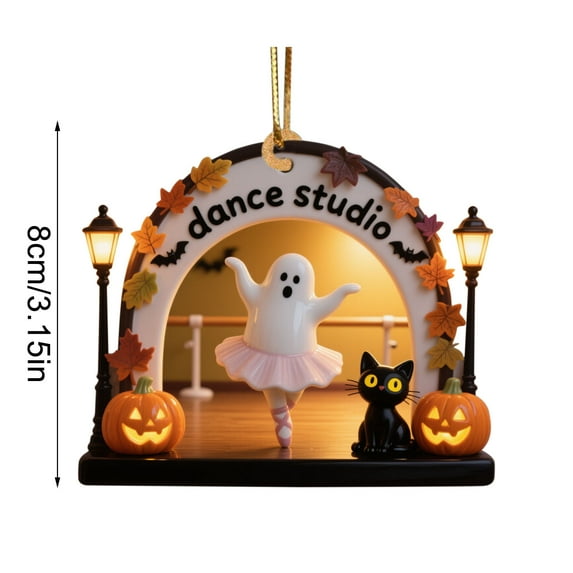 Luoshdecor Acrylic Ghost Hanging,Cute Ghost Black Cat and Pumpkin Hanging Decor for Window,Door Halloween Paty 3 in