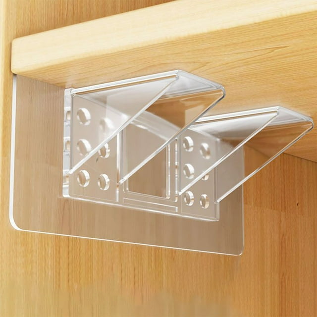 Luoshdecor Adhesive Shelf Bracket, No-Drill Clear Support Pegs for Shelves Kitchen Cabinet Closet