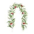 thumbnail image 1 of Luoshdecor Artificial Christmas Poinsettia Garland with Leaves,Red Berries Garland for Garden Home Winter New Year Decorations 72.8 in, 1 of 6