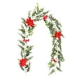 thumbnail image 1 of Luoshdecor Artificial Christmas Poinsettia Garland with Leaves,Red Berries Garland for Garden Home Winter New Year Decorations 72.8 in, 1 of 6