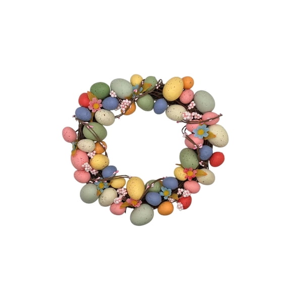 Luoshdecor Artificial Easter Egg Wreath, Spring Door Hanging Festive Egg Ring for Home Entryway & Party Scene Background Decor