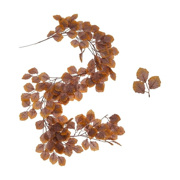 Luoshdecor Artificial Fall Leaf Garland,Fake Fagus Sylvatica Folige Gold Faux Beech Leaf for Autumn Thanksgiving Harvesting Decoration 67 in