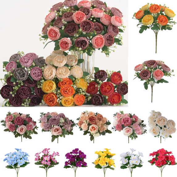 Luoshdecor Artificial Flower,Real Touch Slik Flower Bouquets for Home Party Indoor Wedding Table Decor