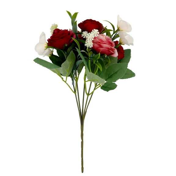 Luoshdecor Artificial Flowers Bouquet,Silk Camellia Rose Flowers Stem for Valentine, Mother Day, Birthday ,Wedding Decoration