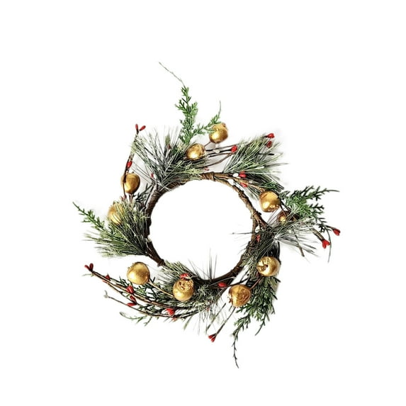 Luoshdecor Artificial Norfolk Pine Candle Rings Wreaths ,Xmas Berries & Pinecone Candle Holder for Winter Home Kitchen Table Centerpiece Decor