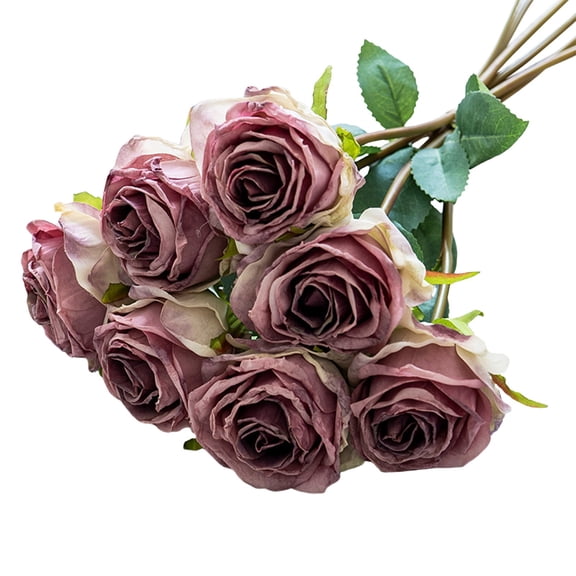 Luoshdecor Artificial Roses 7 Head, Long Stem Silk Roses Bouquet for Wedding Bridal Shower Party Home Decoration