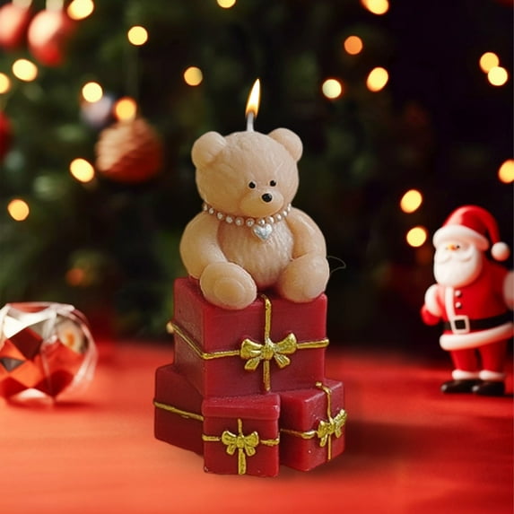 Luoshdecor Bear Scented Candle,Gift Box Christmas Surprise Candle for Holiday Gift,Party Decor 3.8 in